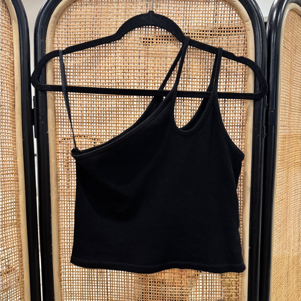 Princess Polly Black Asymmetrical Crop Top